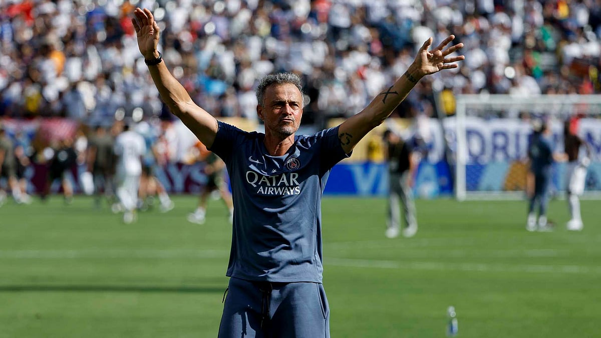 Luis Enrique celebrates PSG's semi-final rout of Real Madrid