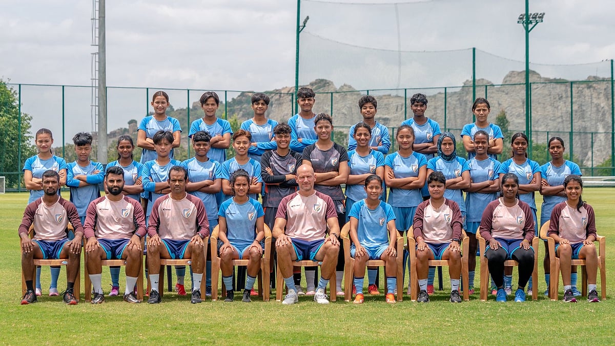 | Photo: X/IndianFootball : India U20 vs Uzbekistan U20 Match 1: The India U20 women's football squad photo.