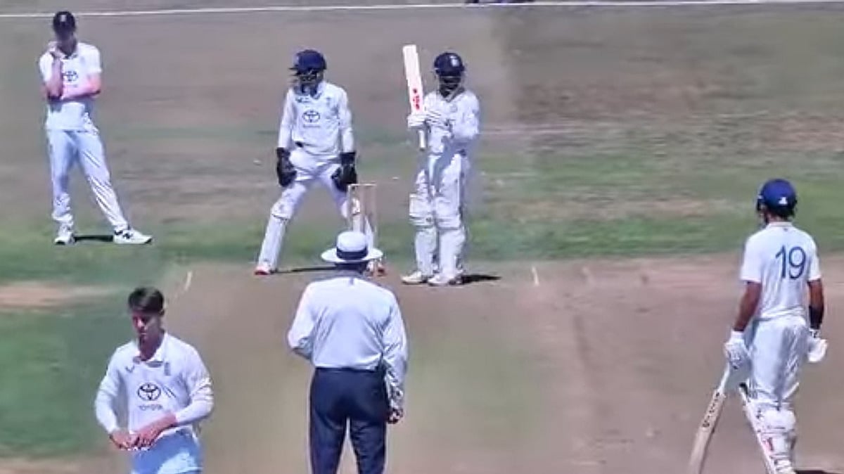 Photo: Screengrab : India U19 Vs England U19, Day 1 of the first Youth Test.