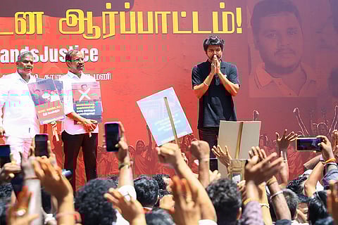 Protest against custodial deaths in Tamil Nadu