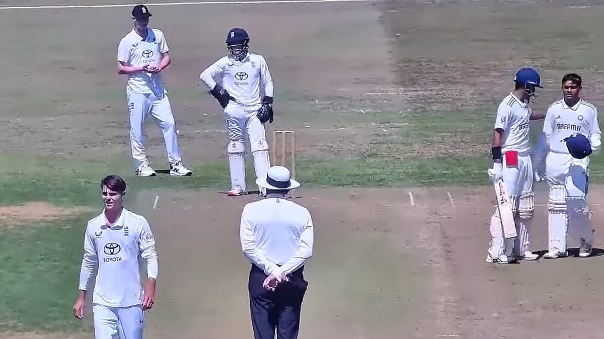 Photo: X : IND U-19 vs ENG U-19 Live: India U-19 team in action against England U-19 in the 1st Youth Test.