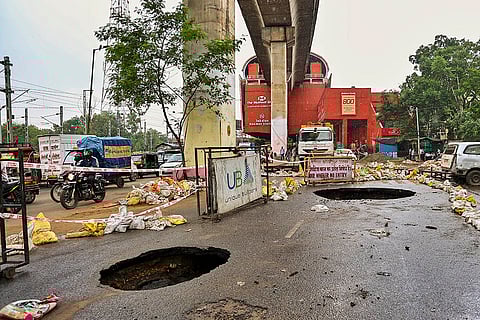 Road caved in Jaipur