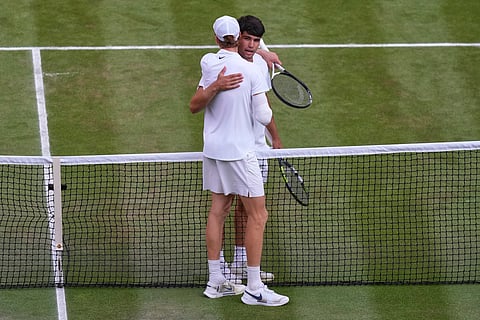 Britain Wimbledon Tennis: Carlos Alcaraz vs Jannik Sinner