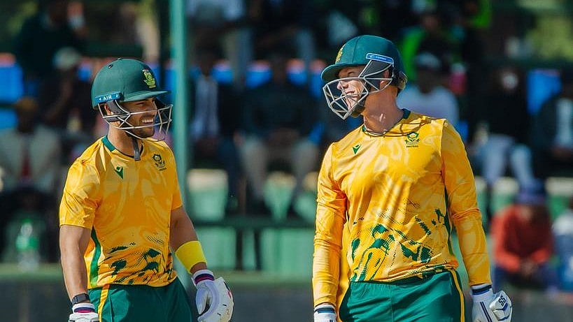 X/@ProteasMenCSA : Zimbabwe Vs South Africa, 1st T20I Highlights: South Africa batters during the chase against Zimbabwe.