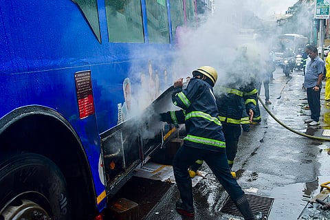 Electric double-decker bus catches fire in Mumbai