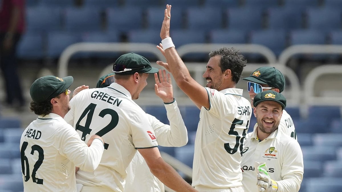 AP : Australia needed only 14.3 overs to rout the home team in the first day-night test at Sabina Park.