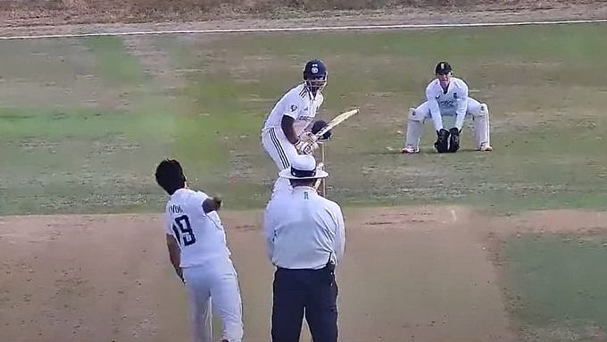 Photo: X : IND U-19 vs ENG U-19 Live: India U-19 team in action against England U-19 in the 1st Youth Test.
