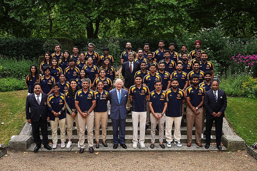 | Photo: Aaron Chown/Pool via AP : Indian men's, women's cricket teams meet King Charles III