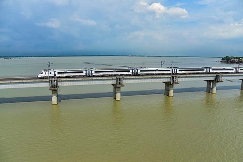 Swollen Ganga river in Prayagraj