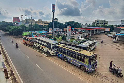 Odisha Bandh: View of fuel station during a bandh
