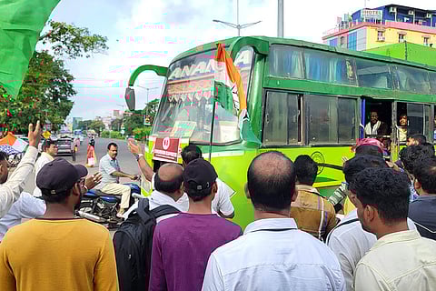 Odisha Bandh: Congress workers block a road in Balasore