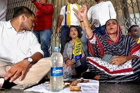 Protest over drinking water issue in Ahmedabad