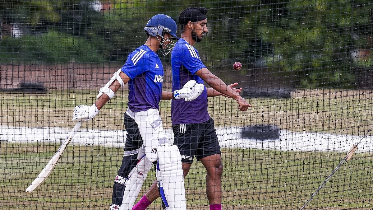 | Photo: PTI Photo/R Senthilkumar : India's Tour Of England, Beckenham: India's Yashasvi Jaiswal and Arshdeep Singh during a training session ahead of the fourth Test cricket match between India and England, at The County Ground, in Beckenham, England, Thursday