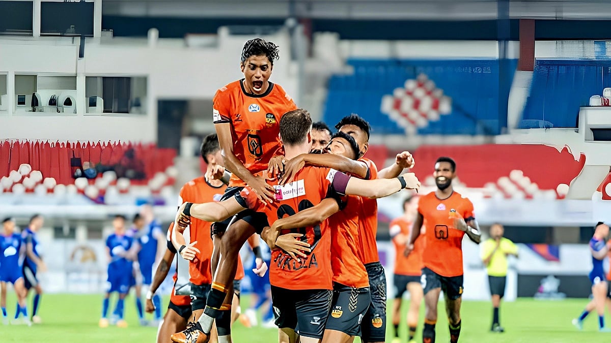 Photo: X | Inter Kashi : Inter Kashi players celebrating after a goal in the I-League match.