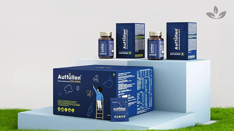 Auffüllen Children product packaging in blue