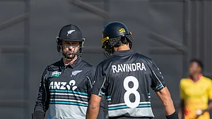 Photo: X | Zimbabwe Cricket : Zimbabwe vs New Zealand, match 3 of the Zimbabwe T20I Tri-series 2025 in Harare.