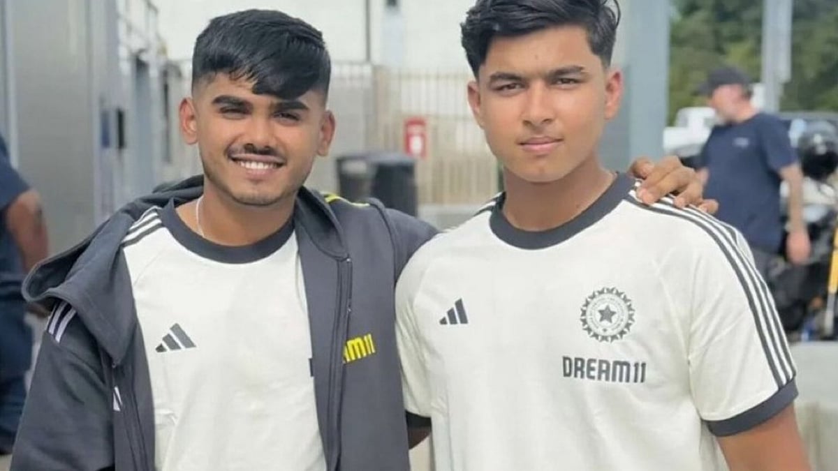 X : IND U-19 skipper Ayush Mhatre with Vaibhav Suryavanshi.