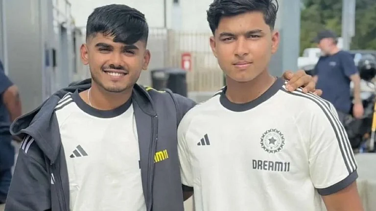 IND U-19 skipper Ayush Mhatre with Vaibhav Suryavanshi. - X