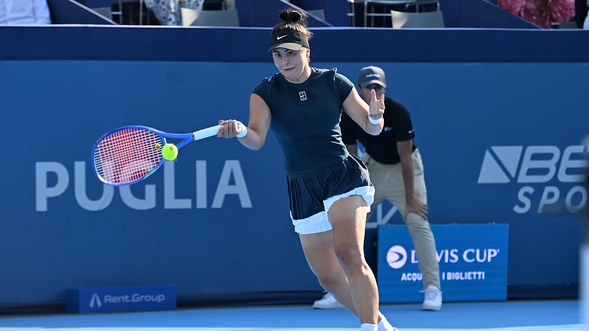 Bianca Andreescu in action at the Hopman Cup finals