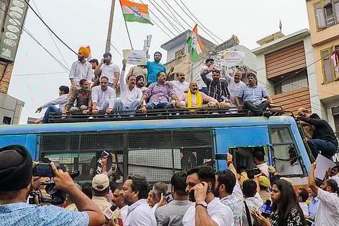 Congress protest for J&K statehood