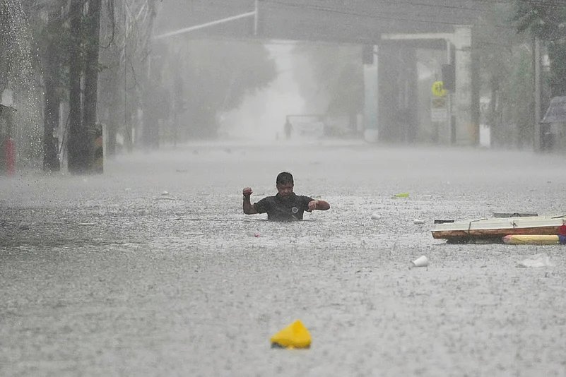 Philippines Asia Storm; Floods after Tropical storm Wipha in Quezon city_Rain in Quezon city