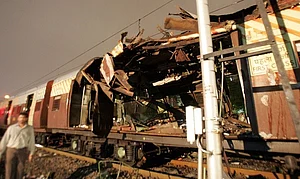 Getty Images : An effected train compartment of the 2006 Mumbai Train Blast