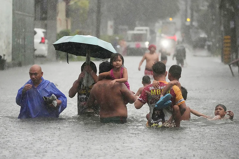 Philippines Asia Storm; Floods after Tropical storm Wipha in Quezon city_Philippines flooding