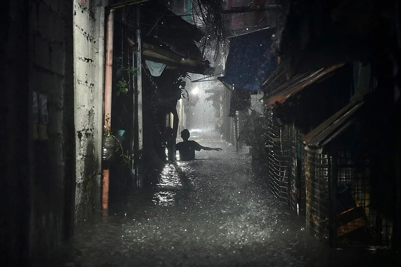 Philippines Asia Storm; Floods after Tropical storm Wipha in Quezon city_Monsson rains