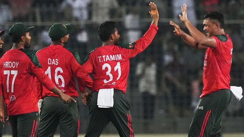 BAN vs PAK 1st T20I Bangladesh players celebrate X