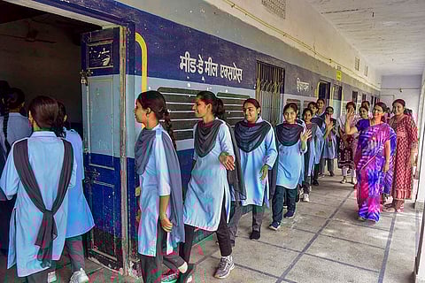 Classrooms painted like passenger compartments of train