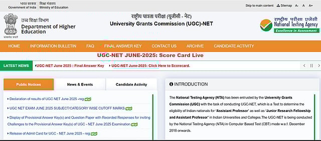 UGC NET June 2025 Result Declared at ugcnet.nta.ac.in