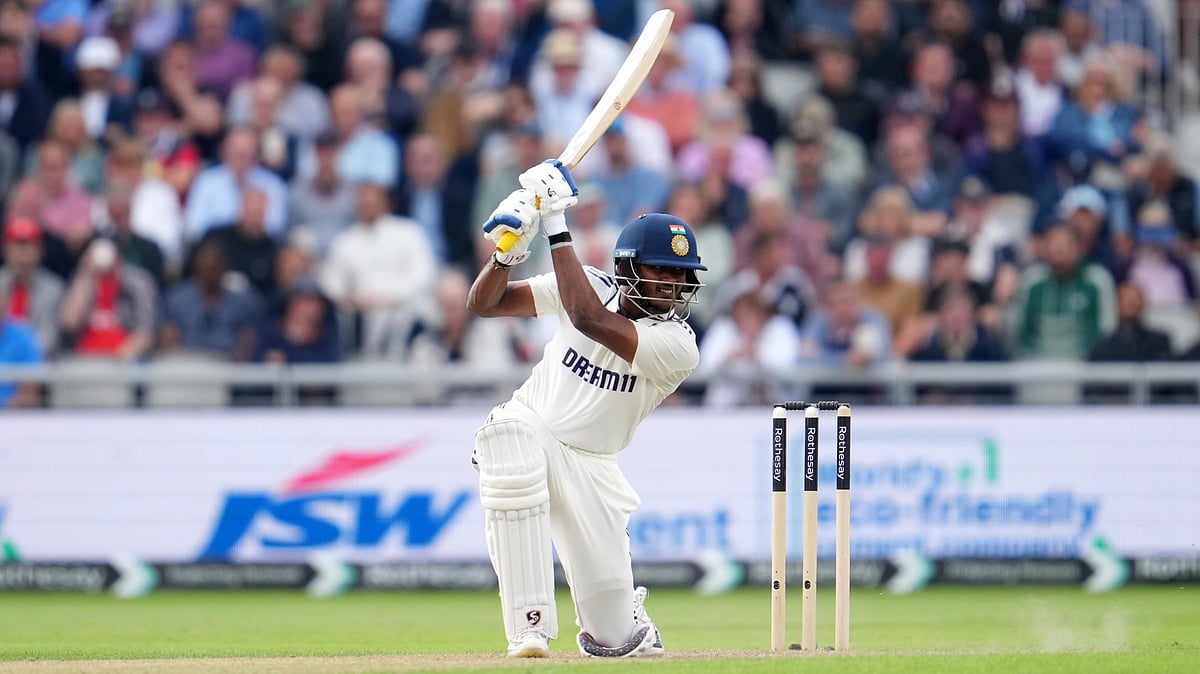 | Photo: AP/Jon Super : India Vs England, 4th Test: Indian batter Sai Sudharsan plays a shot during Day 1