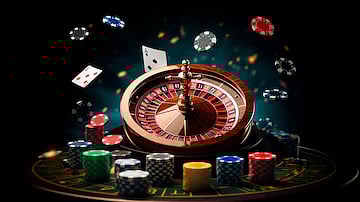 Roulette Wheel And Poker Chips