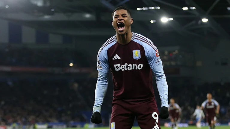 Marcus Rashford in action for Aston Villa. - File