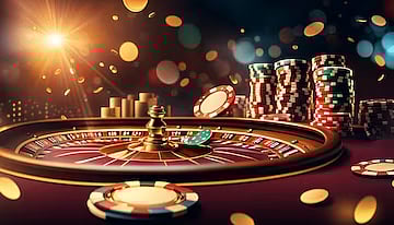 Casino table and coins