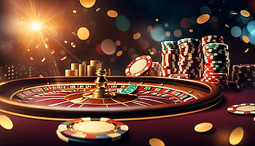 Casino table and coins