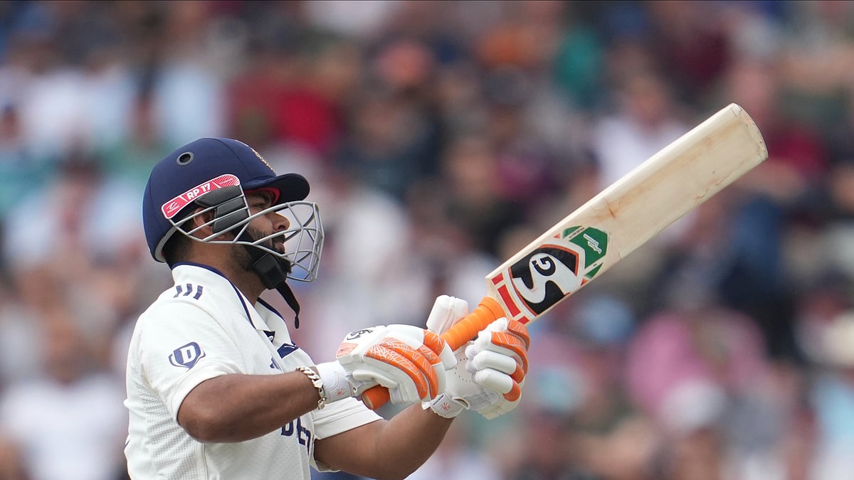 Indias Rishabh Pant plays a shot during the second day of the fourth match. AP