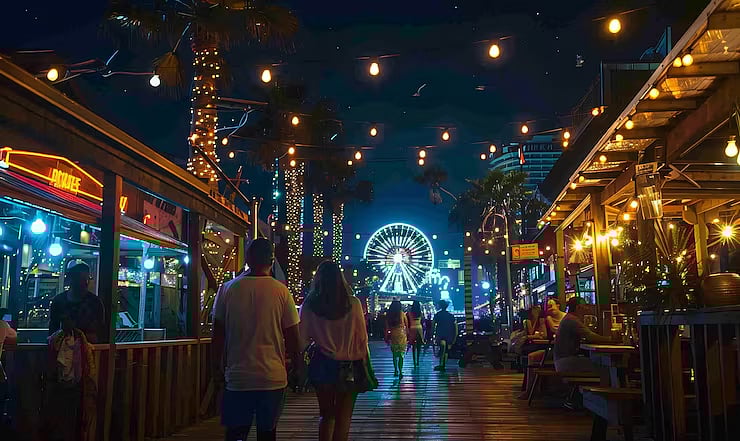 Night market full of lights