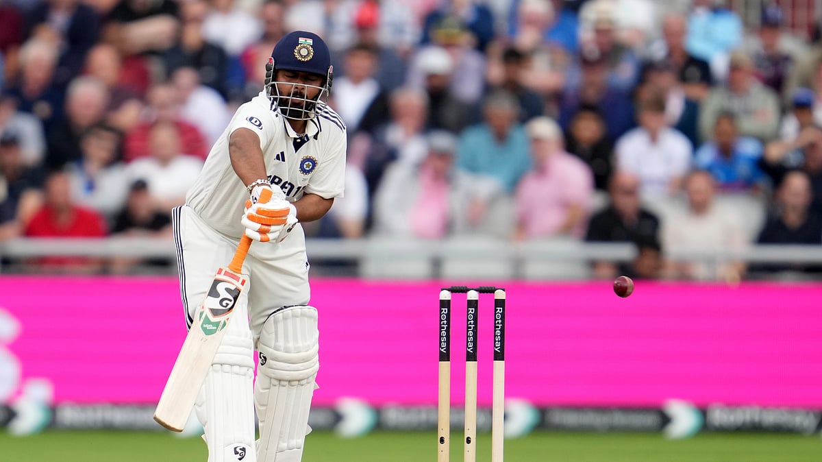 Indias Rishabh Pant plays a shot during the second day of the fourth. AP