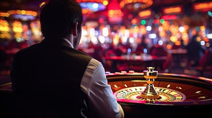 A man playing at the casino