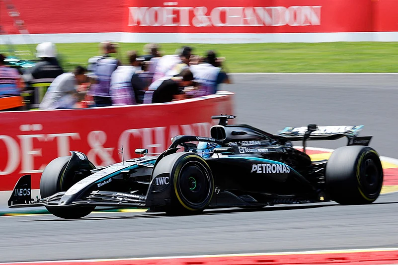 Belgium Formula One Grand Prix Auto Racing 2025 F1 GP Sprint Race_Mercedes driver George Russell