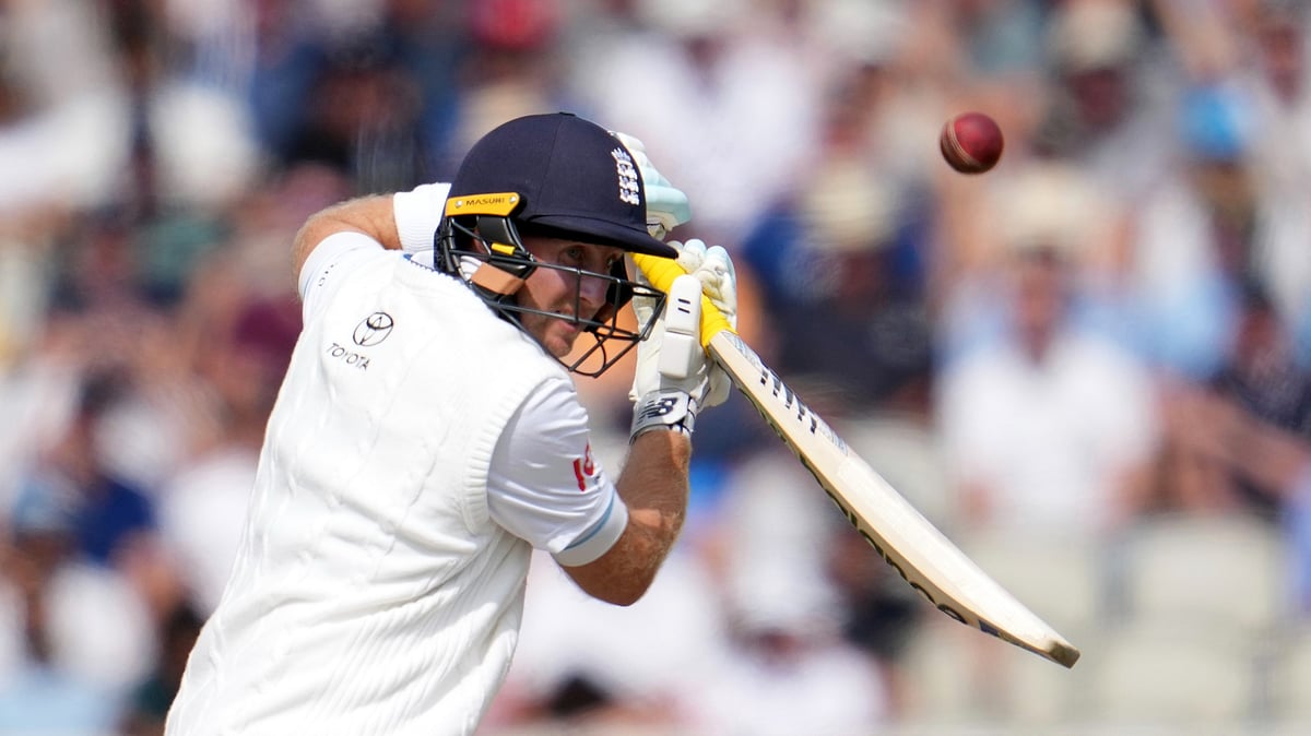 AP Photo/Jon Super : England's Joe Root plays a shot on the third day of the fourth cricket test match between England and India at Emirates Old Trafford, Manchester.