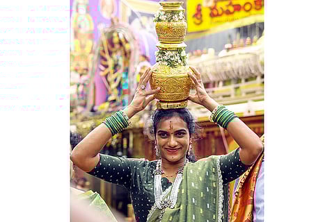 Bonalu festival: P V Sindhu performs ritual