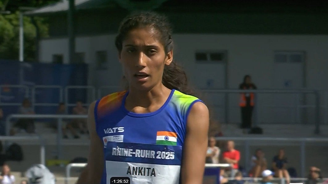 | Photo: Screenshot/X : Ankita Dhyani in action at the World University Games 2025.