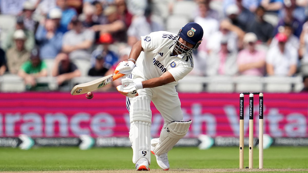 Indias Rishabh Pant plays a shot during the second day of the fourth cricket. AP