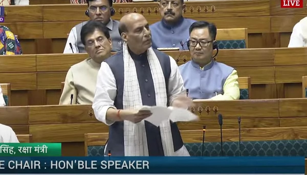Sansad TV; Rajnath Singh in Parliament 2025 : Defence Minister says Congress leader must present evidence of alleged vote rigging. 