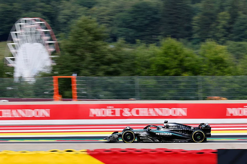 F1 GP 2025 Belgian Formula One Grand Prix auto racing photos: Mercedes driver George Russell