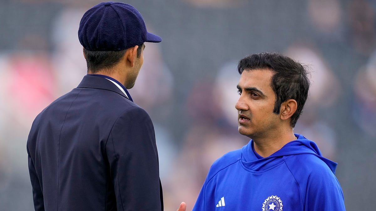 India vs England, 4th Test: Gautam Gambhir (right) speaks with captain Shubman Gill in Manchester. - PTI