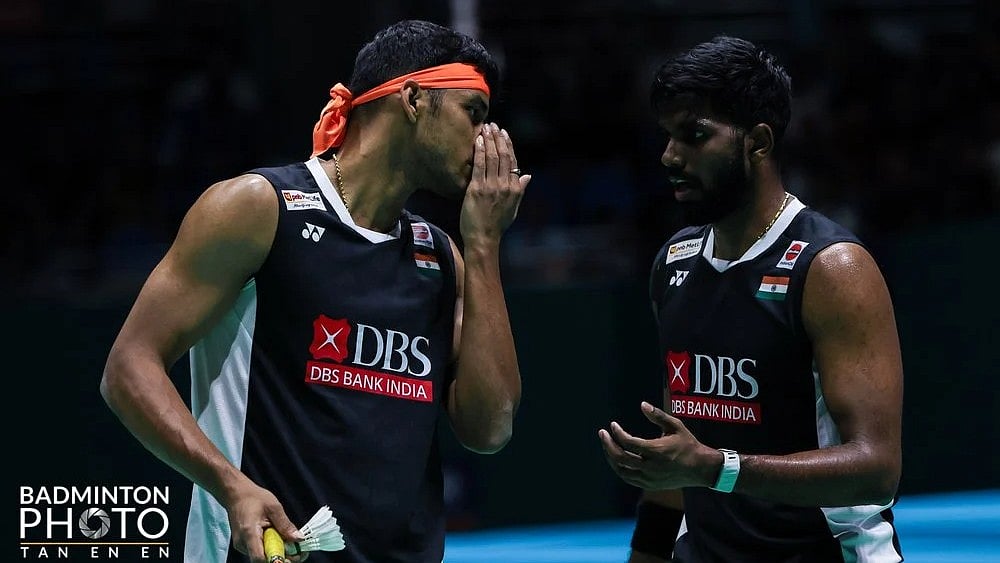 | Photo: X/BAI_media : File photo of Chirag Shetty and Satwiksairaj Rankireddy in action at the China Open 2025.