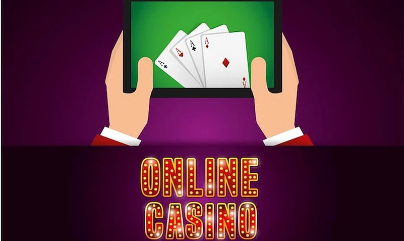 Tablet with cards and online casino